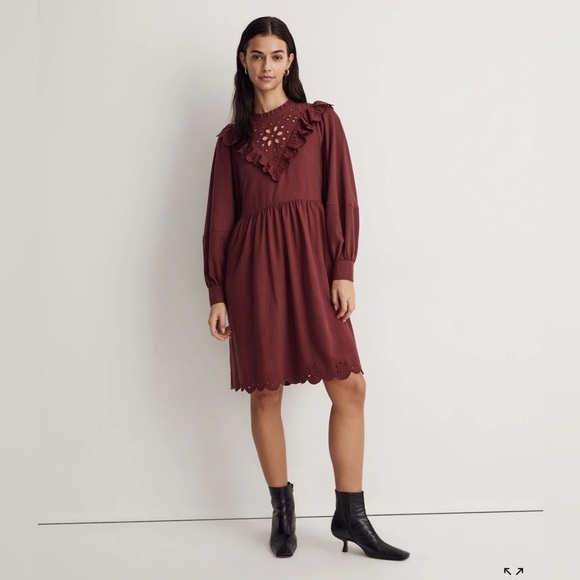 Madewell Dresses & Skirts - Madewell dress, size S, Embroidered Ruffled Flannel Mini Dress